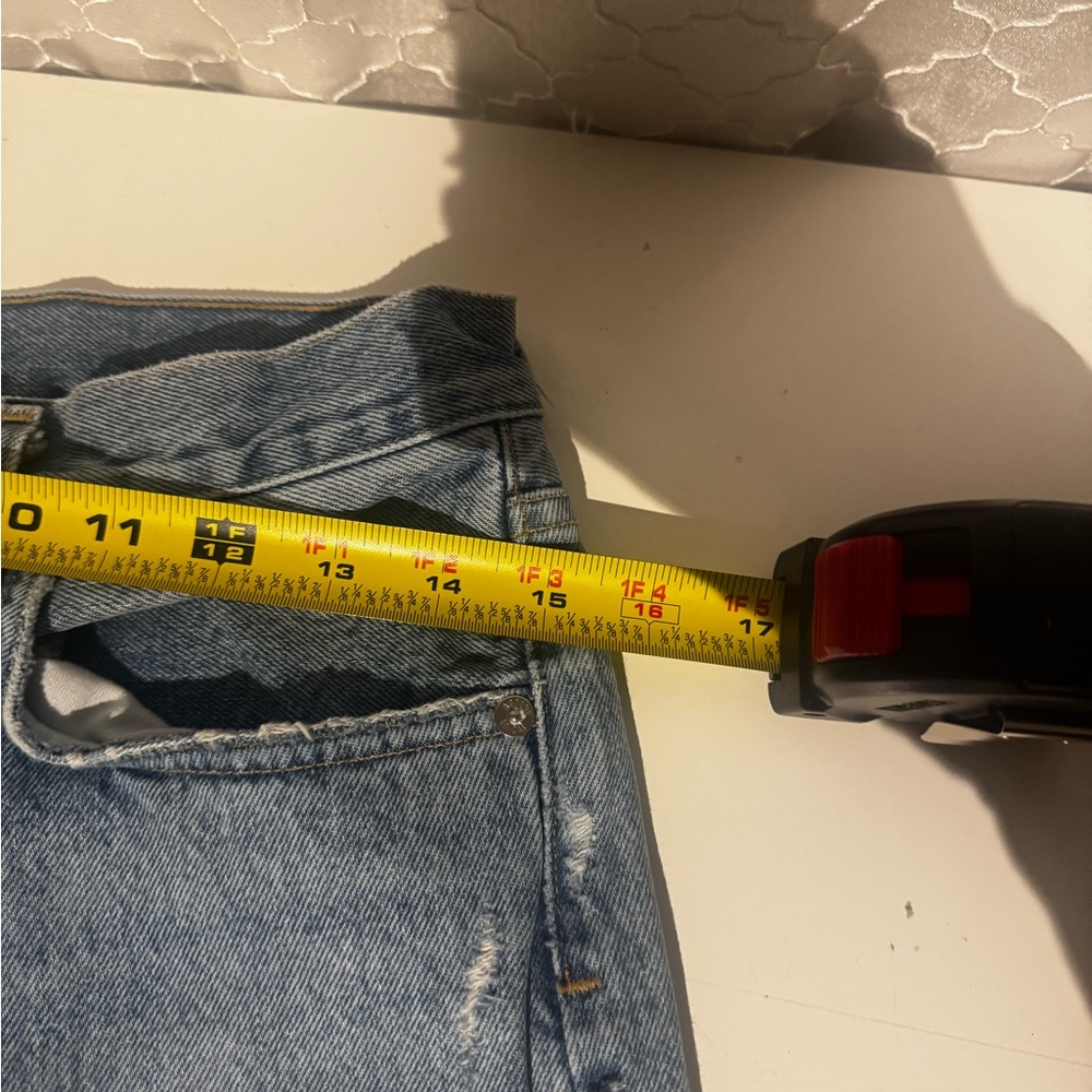 AGOLDE 90's High Rise Pinch Waist Straight Jeans Size 27 Button Fly Distressed - Picture 12 of 14